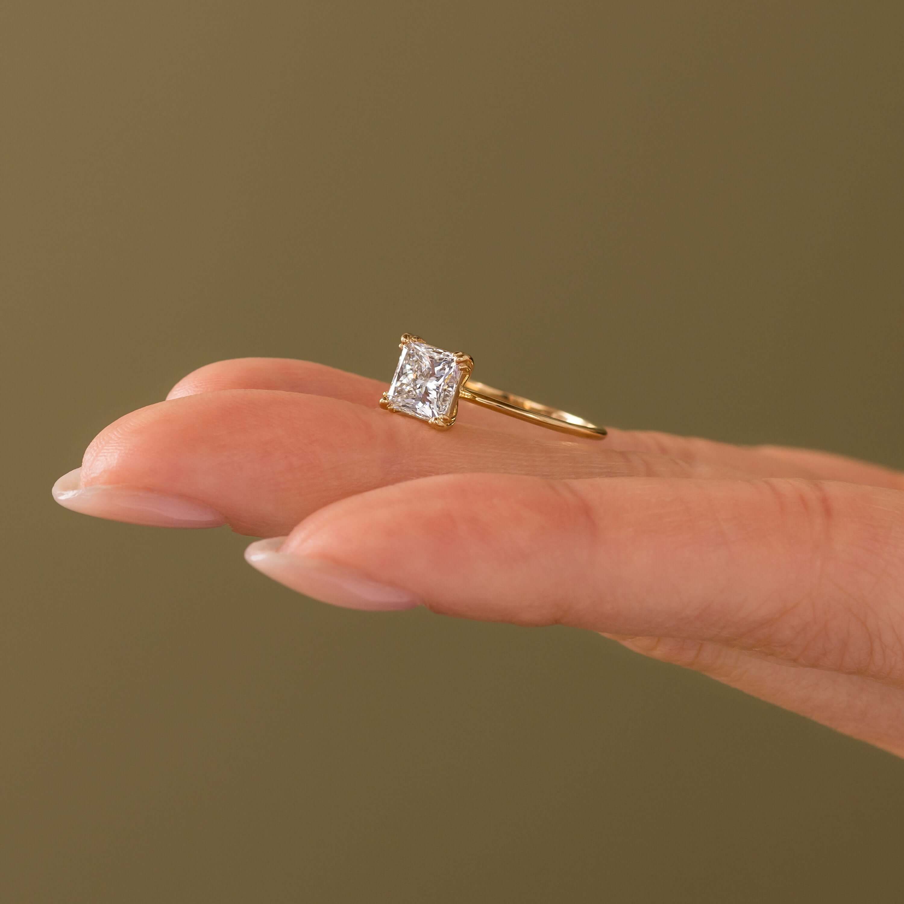 Princess Cut Diamond Ring, Yellow Gold Engagement Ring, Solitaire Ring, 1.5  Carat Engagement Ring -  Finland