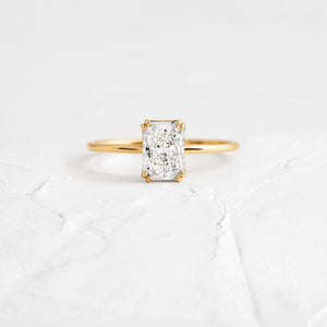 Product photo of 14k Yellow Gold 1ct. Radiant-cut Solitaire Diamond Filament Engagement Ring featuring four double-prongs|14k Yellow Gold