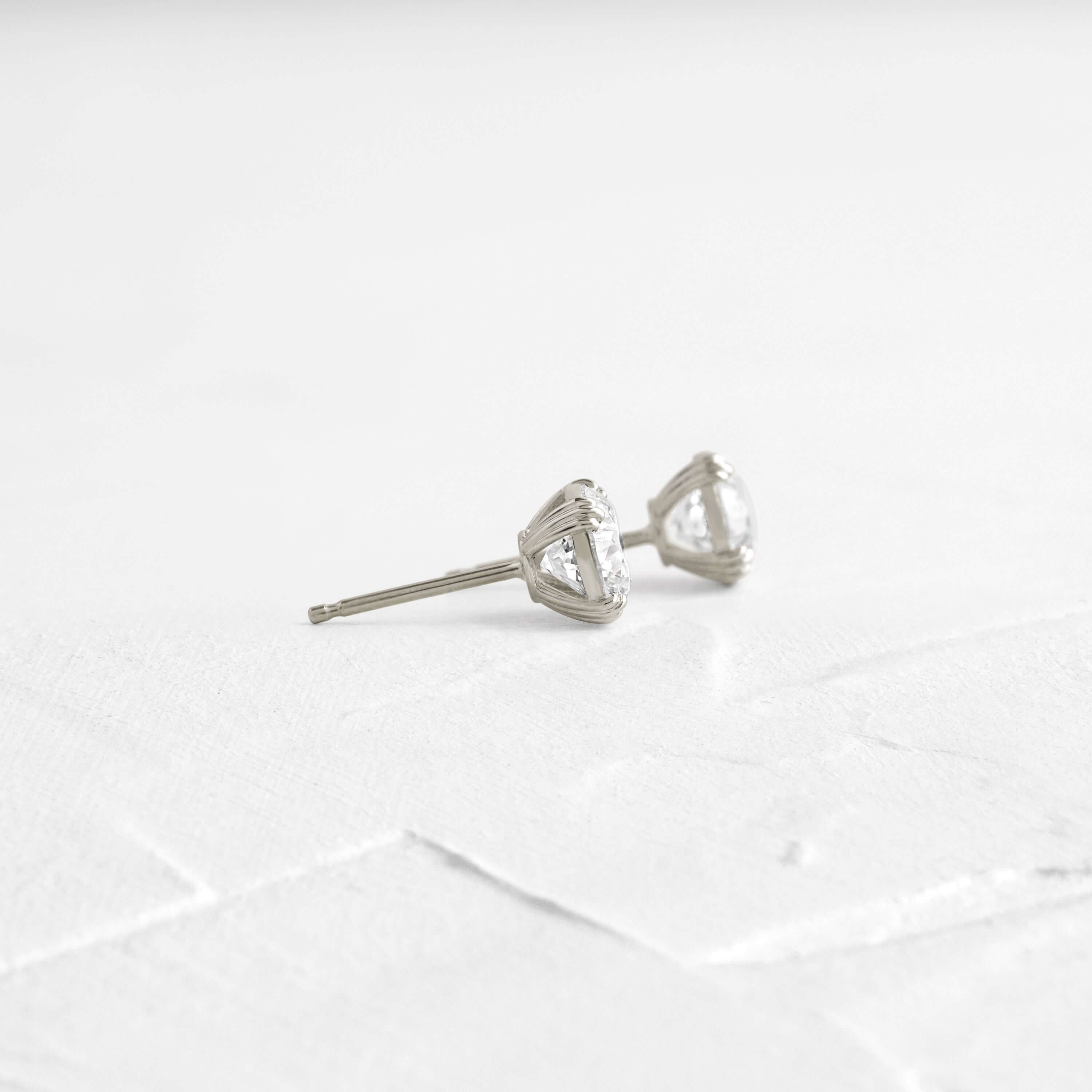 12mm Diamond-Cut Studs ~ White Gold – Nehita Jewelry