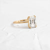 Zoom in on Product photo of 14k Yellow Gold 1.7ct. Emerald-cut Solitaire Diamond Filament Engagement Ring featuring four double-prongs