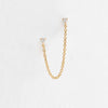 Diamond Chain Double Stud Earring - In Stock (14k Yellow Gold)