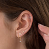 Drilled Diamond Chain Studs - In Stock (14k Yellow Gold)