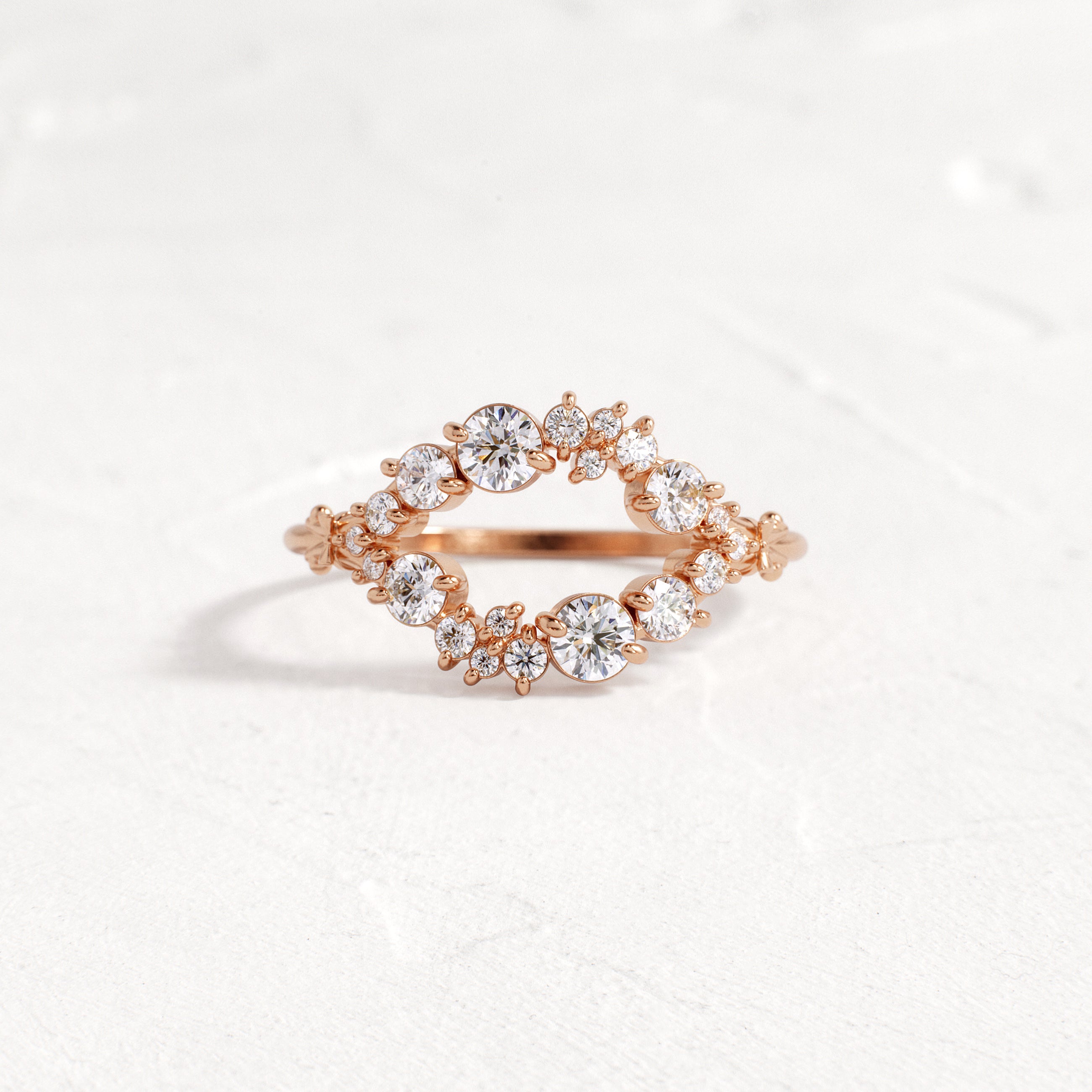 Engagement Ring with a Cluster of Diamonds - Small Flora Ring – ARTEMER