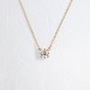 Product photo of 14k Yellow Gold 0.7ct. Round-cut Solitaire Champagne Diamond Threaded Necklace featuring four triple-prongs