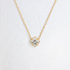 Product photo of 14k Yellow Gold 0.45ct. Round-cut with Halo Diamond Threaded Necklace featuring four triple-prongs