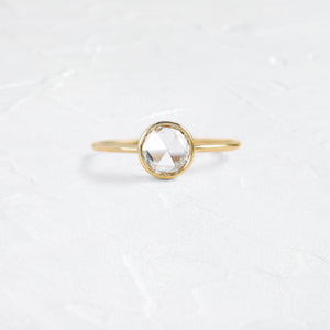 Product photo of Unique Bezel set engagement ring 14k Yellow Gold 0.47ct. Rose-cut diamond Caldera Ring featuring a hidden halo|14k Yellow Gold