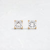 Product photo of 14k Yellow Gold 4.27ctw. Princess-cut Solitaire Lab-grown Diamond Threaded Stud Earrings featuring four triple-prongs