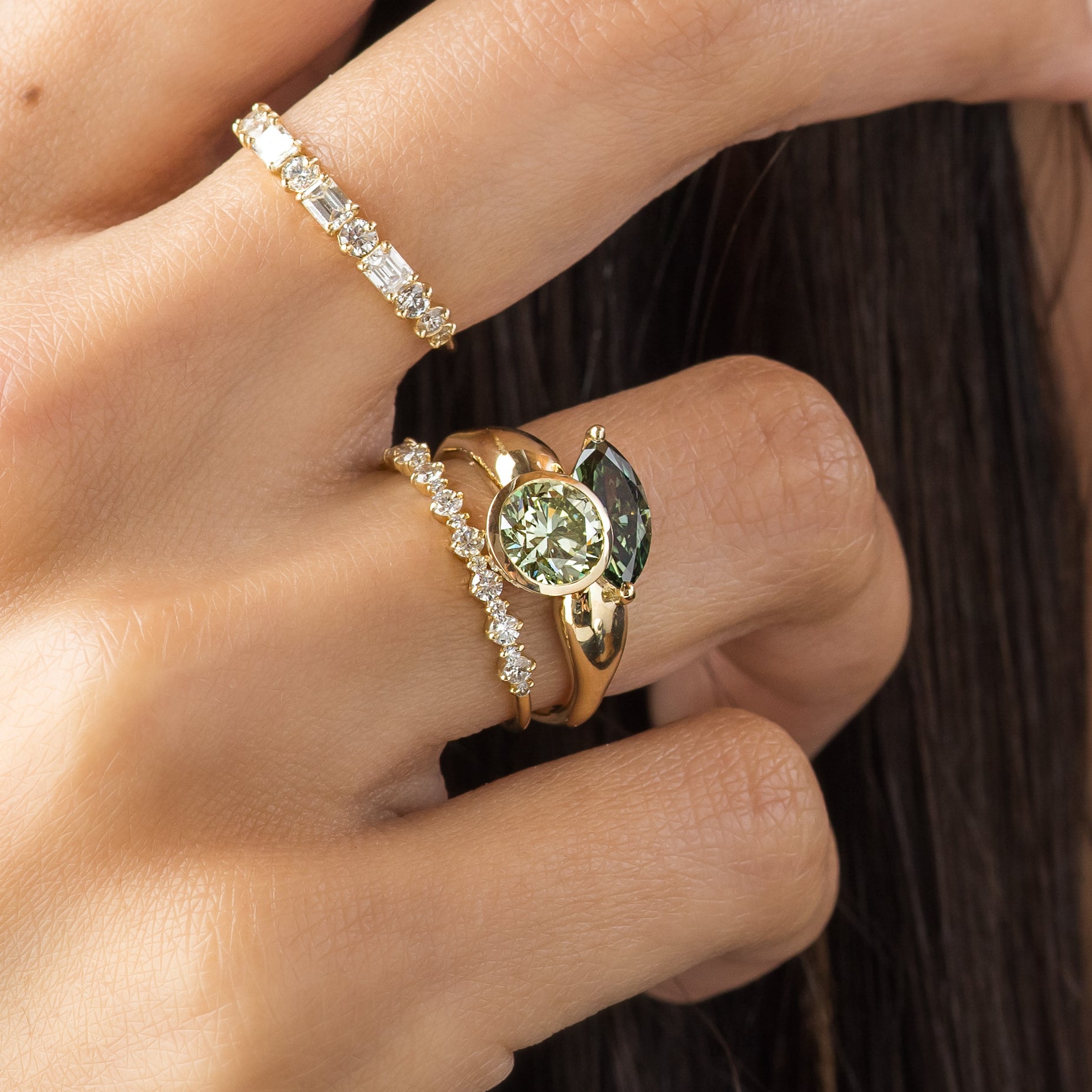 Augment Ring with Lab Grown Marquise Diamond Melanie Casey Fine Jewelry