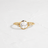 Product photo of Unique Bezel set engagement ring 14k Yellow Gold 0.7ct. Rose-cut diamond Pensive Ring featuring accent diamonds