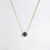 Threaded Necklace with Halo, 0.89ct. Blue Sapphire - OOS (14k Yellow Gold)