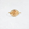 Product photo of Unique Bezel set engagement ring 14k Yellow Gold Oval-cut Sunstone Harvest Moon Ring with hidden diamonds