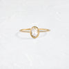 Product photo of Unique Bezel set engagement ring 14k Yellow Gold 0.46ct. Oval Rose-cut diamond Cheval Ring by designer Melanie Casey