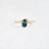 To A Flame Ring, 0.81ct. Greenish Blue Montana Sapphire - OOS (14k Yellow Gold)