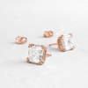Zoom in on Threaded Studs, Asscher Cut (14k Rose Gold)