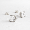 Zoom in on Threaded Studs, Asscher Cut (14k White Gold)