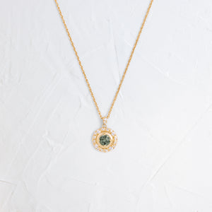 |14k Yellow Gold|Grayish Green