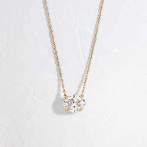 Product photo of 14k Yellow Gold 1.5ct. Oval-cut Solitaire Diamond Threaded Necklace featuring four triple-prongs|14k Yellow Gold