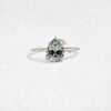 Zoom in on To A Flame Ring, 1.71ct. Light Greenish-Blue Montana Sapphire (14k White Gold)