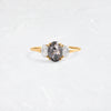 Ridgeline Ring, 0.91ct. Dark Gray Oval Rose Cut (14k Yellow Gold)