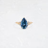 Product photo of One of a Kind 14k Yellow Gold 2.4ct. Pear-cut Blue Diamond Snowdrift Engagement Ring featuring accent diamonds