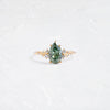 Zoom in on Product photo of One of a Kind 14k Yellow Gold 1.53ct. Pear-cut Green Diamond Snowdrift Engagement Ring featuring accent diamonds