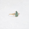 Zoom in on Product photo of One of a Kind 14k Yellow Gold 1.53ct. Pear-cut Green Diamond Snowdrift Engagement Ring featuring accent diamonds