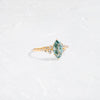 Product photo of One of a Kind 14k Yellow Gold 1.05ct. Marquise-cut Blue-Green Diamond Snowdrift Engagement Ring featuring accent diamonds