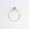Zoom in on Top view of One of a Kind 14k Yellow Gold 1.05ct. Marquise-cut Blue-Green Diamond Snowdrift Engagement Ring featuring accent diamonds