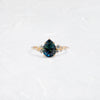 Product photo of One of a Kind 14k Yellow Gold 1.5ct. Pear-cut Green-Blue Australian Sapphire Snowdrift Engagement Ring