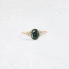 Product photo of One of a Kind 14k Yellow Gold 1.38ct. Oval-cut Greenish Blue Australian Sapphire Snowdrift Engagement Ring