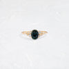 Product photo of One of a Kind 14k Yellow Gold 1.12ct. Oval-cut Greenish Blue Australian Sapphire Snowdrift Engagement Ring