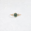 Zoom in on Product photo of One of a Kind 14k Yellow Gold 1.49ct. Round-cut Yellowish Green Montana Sapphire Snowdrift Engagement Ring