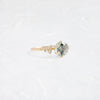 Zoom in on Product photo of One of a Kind 14k Yellow Gold 1.49ct. Round-cut Yellowish Green Montana Sapphire Snowdrift Engagement Ring