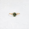 Product photo of One of a Kind 14k Yellow Gold 1.28ct. Oval-cut Green Montana Sapphire Snowdrift Engagement Ring featuring accent diamonds