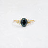 Zoom in on Product photo of One of a Kind 14k Yellow Gold 1.68ct. Oval-cut Greenish-Blue Australian Sapphire Snowdrift Engagement Ring
