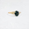 Zoom in on Product photo of One of a Kind 14k Yellow Gold 1.68ct. Oval-cut Greenish-Blue Australian Sapphire Snowdrift Engagement Ring