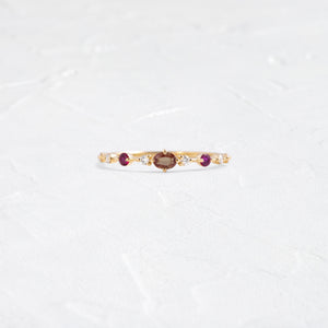 |14k Yellow Gold|Muted Burgundy Sapphire & Ruby|14k Yellow Gold