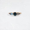 Deep Sea Linear Cluster Ring with Blue Spinel (14k Yellow Gold)