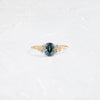 Product photo of One of a Kind 14k Yellow Gold 1.01ct. Oval-cut Muted Blue Montana Sapphire Snowdrift Engagement Ring