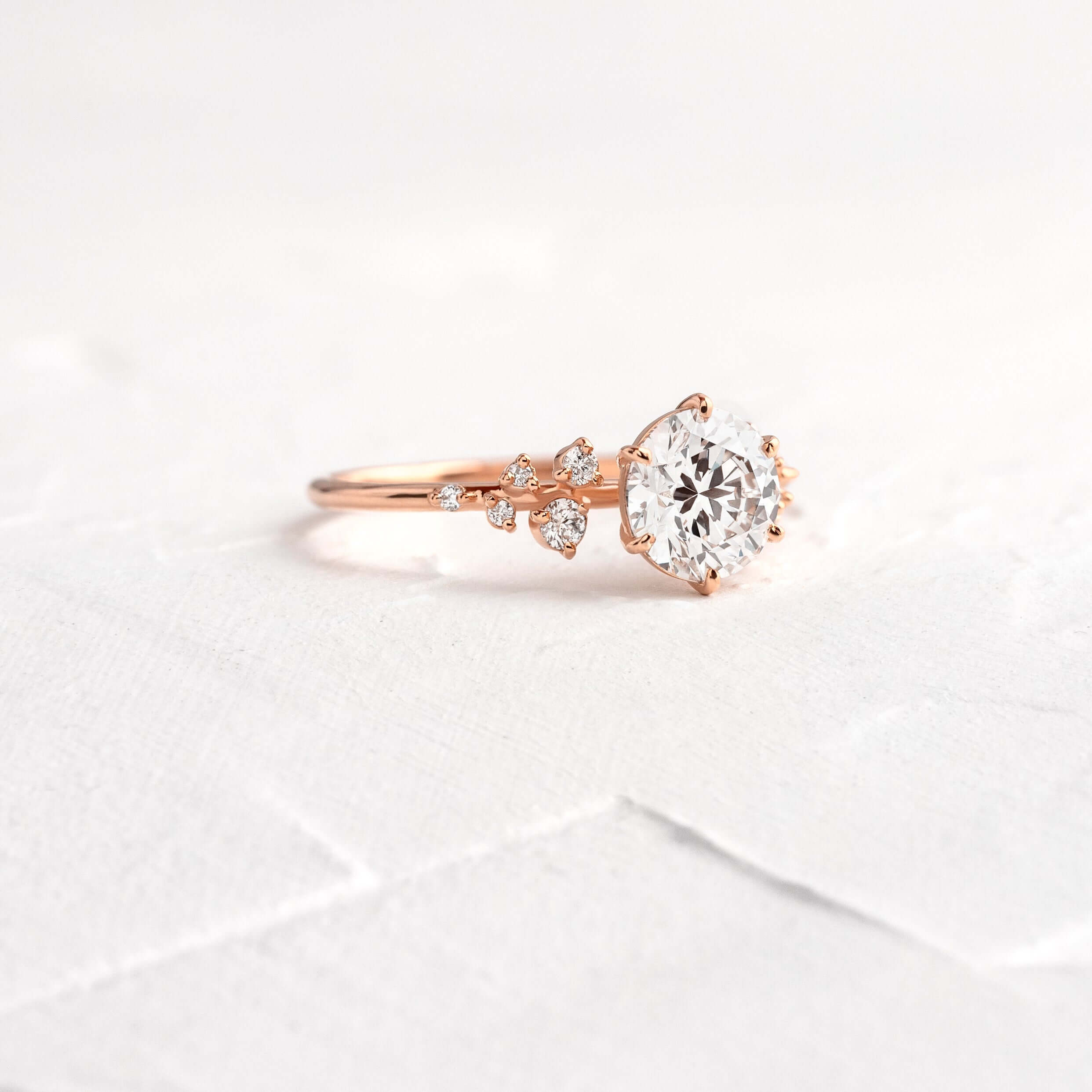Snowdrift Ring - Round Cut Diamond | Handcrafted Engagement Ring ...