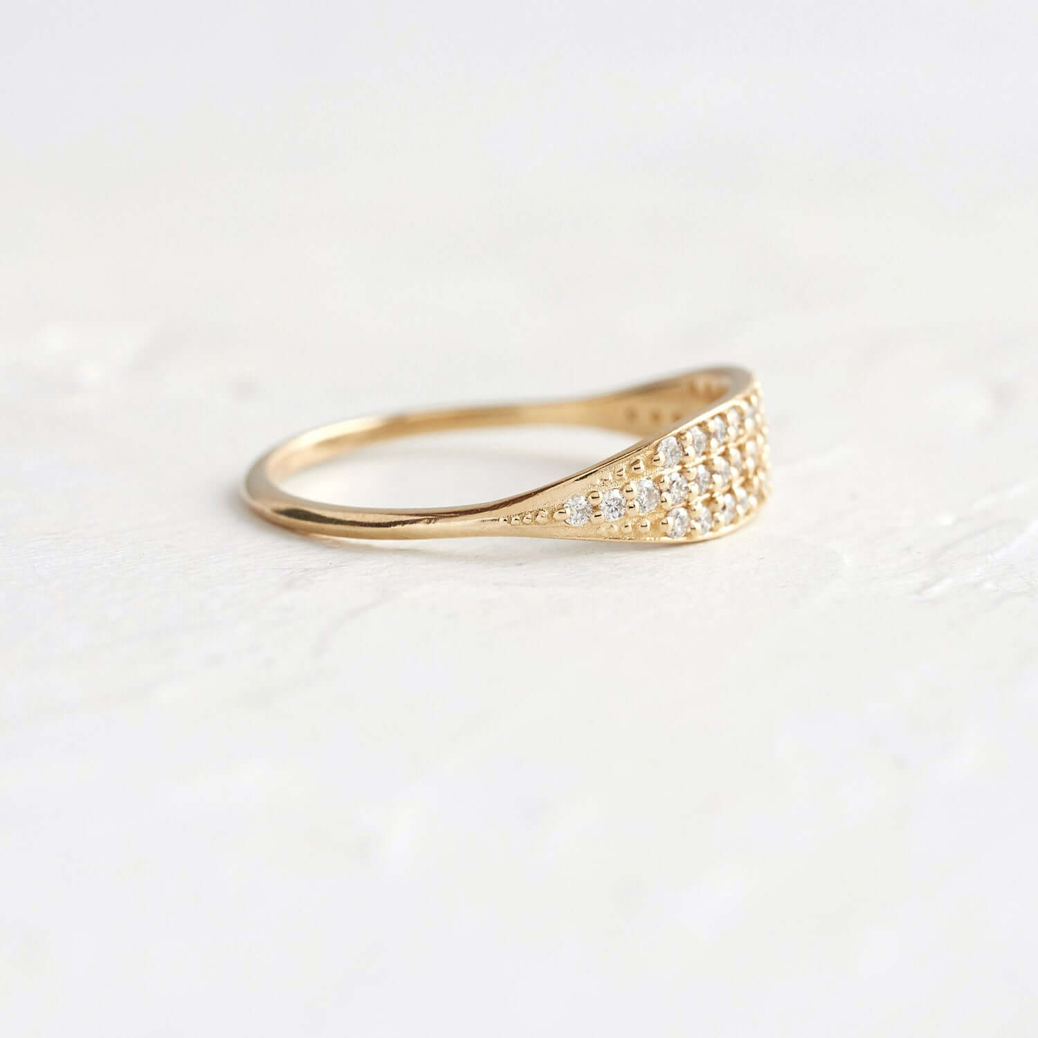 Three Row Band | Gold Ring with 39 White Diamonds – Melanie Casey