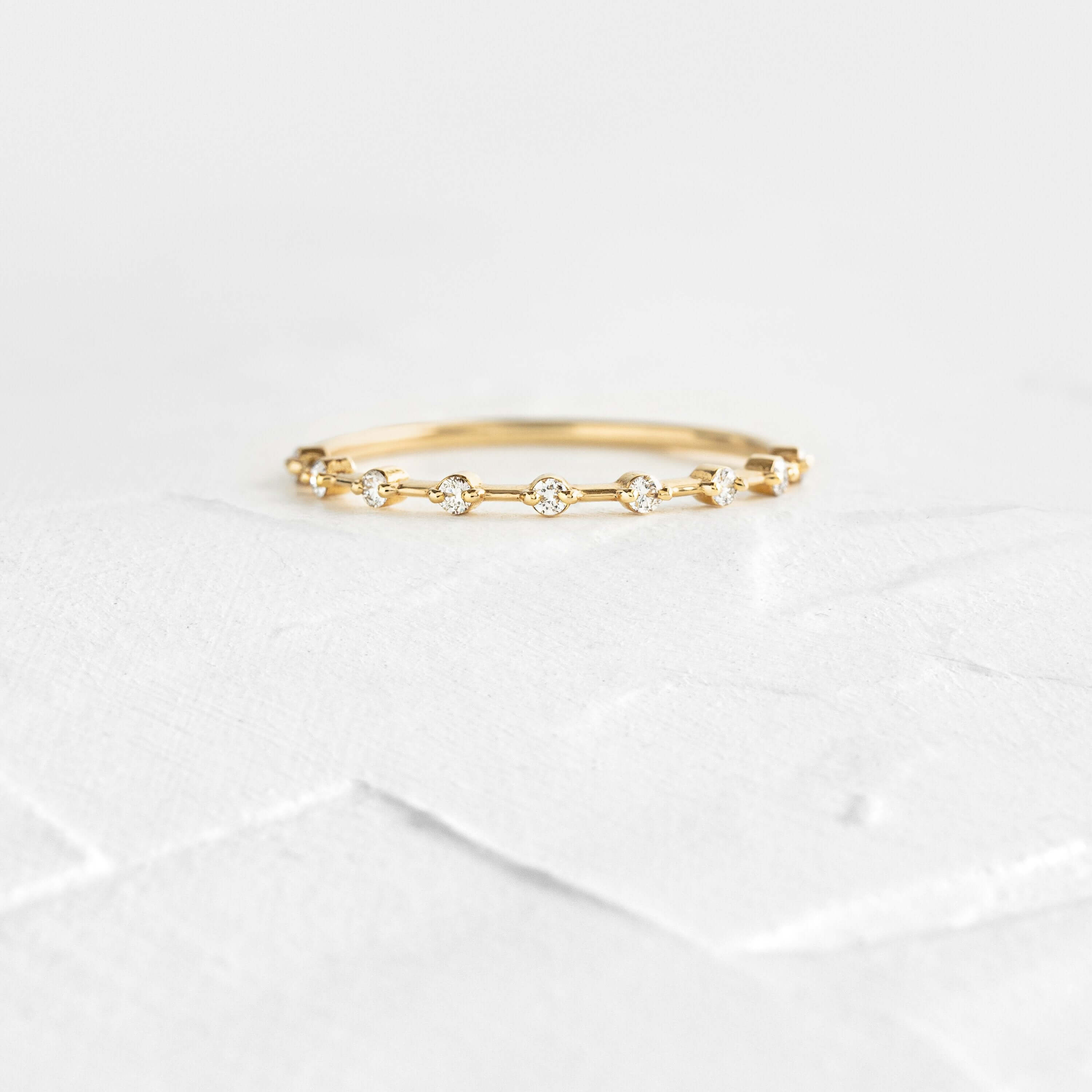 Petite Diamond Distance Band – Melanie Casey  Simple ring design, Gold ring  designs, Fashion rings