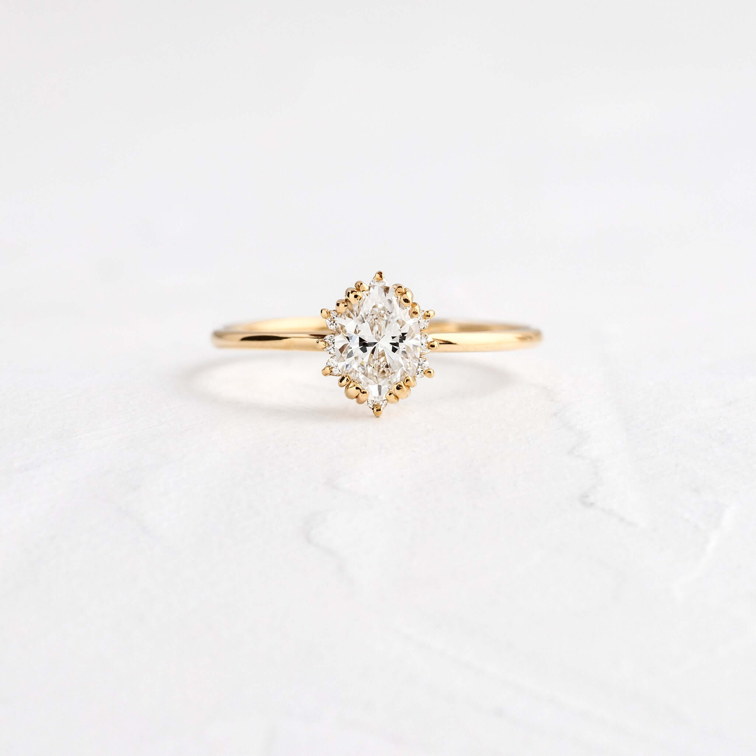 Threaded Ring with Halo, Oval Cut | Melanie Casey Fine Jewelry