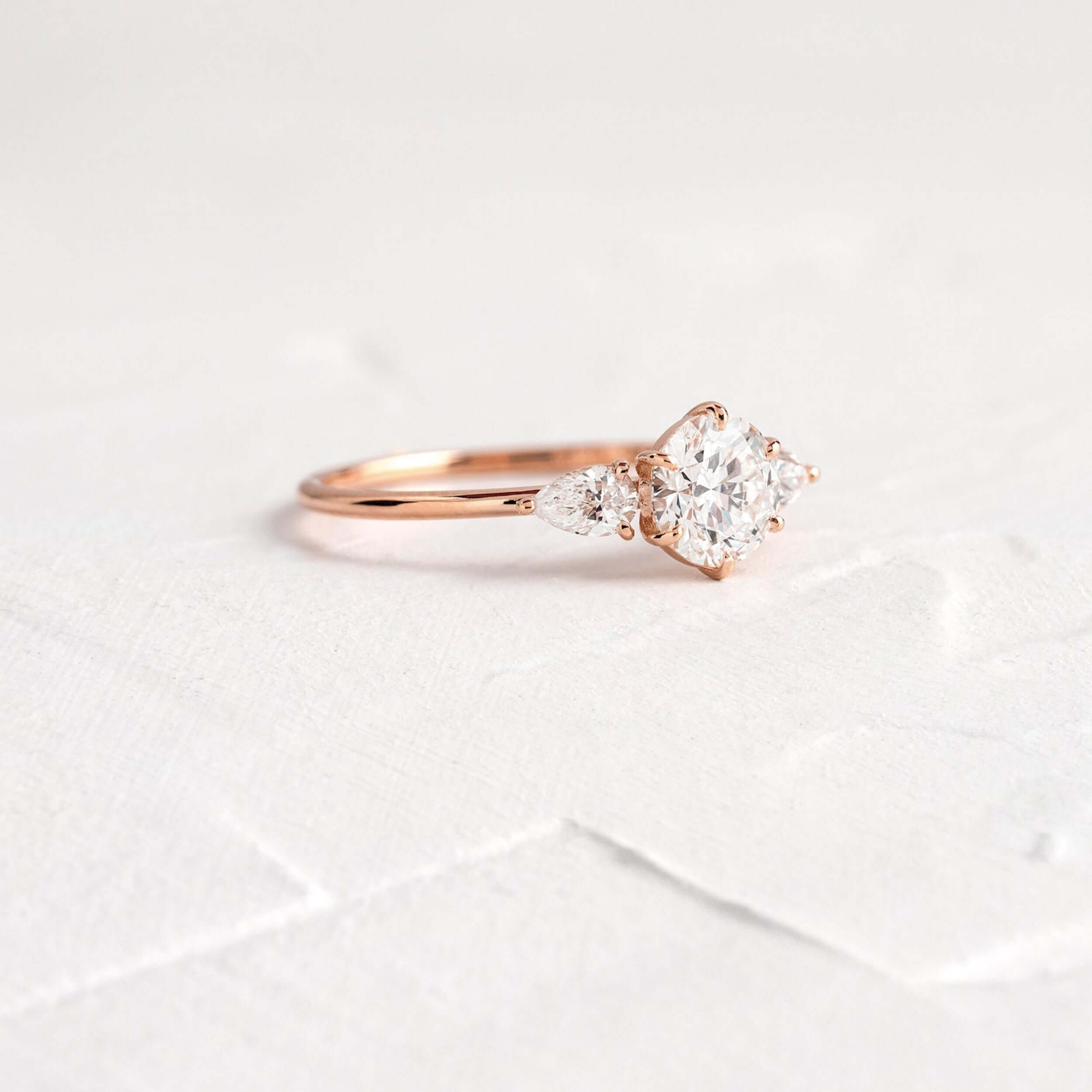 Diamond Tempo Ring, Round & Pear Cut Diamonds | Melanie Casey
