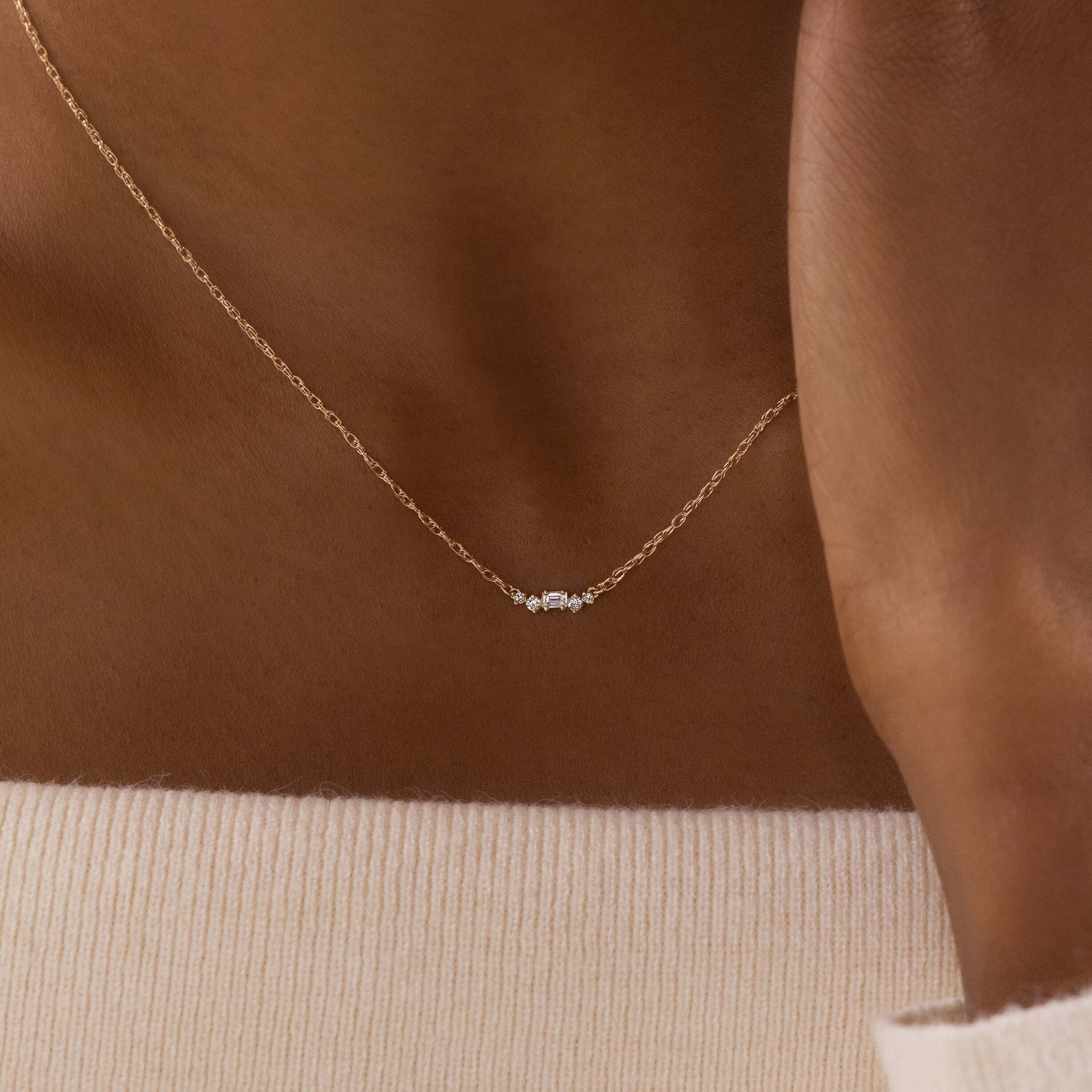 Fluency Necklace | 16 14K Gold Chain with Diamonds by Melanie Casey