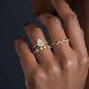 Whisper Ring with Pave Band, Pear Cut (14k Yellow Gold)