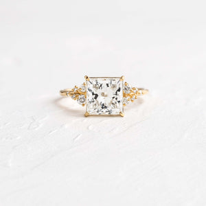 Product photo of 14k Yellow Gold 2ct. Princess-cut diamond Snowdrift Engagement Ring featuring accent diamonds|14k Yellow Gold